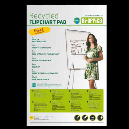 BI-OFFICE EARTH BLOCCO DI CARTA 70 GR PER LAVAGNA 20 FOGLI 65X98 CM CON 6 FORI STANDART BIANCO CONF 5 Pz.